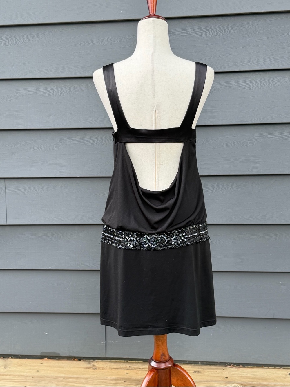 Studio W by SUE WONG Black Embellished Sleeveless open back drop waist Dress 4 - Picture 10 of 16